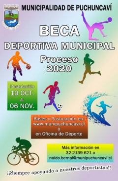HOY COMIENZAN LAS POSTULACIONES A LA BECA DEPORTIVA MUNICIPAL 2020