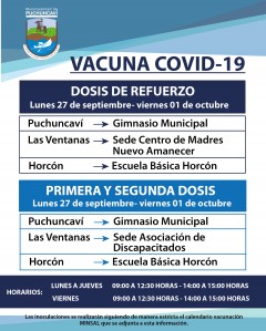 CALENDARIO DE VACUNACIÓN SEMANA DEL 27 SEPTIEMBRE