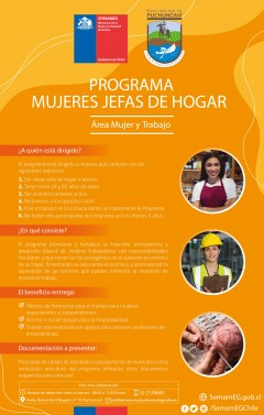 CONTINÚA LA CONVOCATORIA PARA PARTICIPAR DE PROGRAMA MUJERES JEFAS DE HOGAR EN LA COMUNA HASTA EL JUEVES 15 DE JULIO