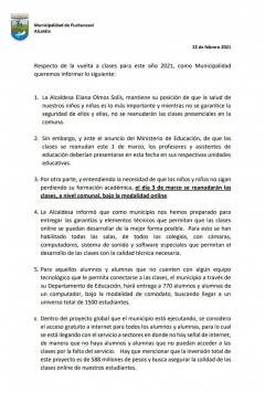 COMUNICADO OFICIAL: INICIO AÑO ESCOLAR 2021