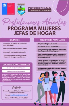 POSTULACIÓN PROGRAMA MUJERES JEFAS DE HOGAR VERSIÓN 2022