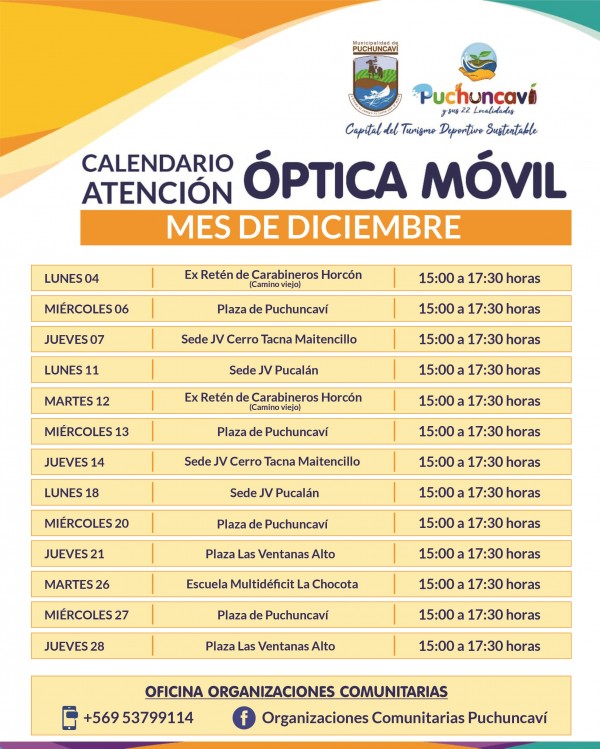 EN EL MES DE DICIEMBRE CONTINUAMOS CON NUESTRO SERVICIO DE ÓPTICA MÓVIL