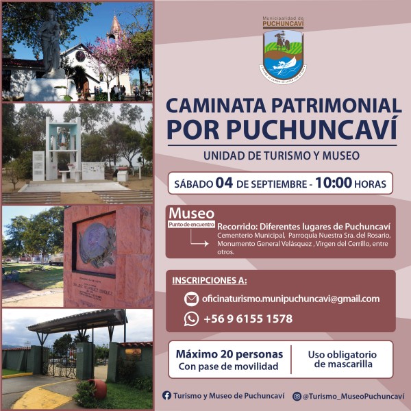 AÚN PUEDES PARTICIPAR: CAMINATA PATRIMONIAL POR PUCHUNCAVÍ