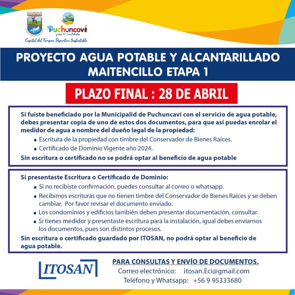 FINALIZA PLAZO PARA ENROLAR MEDIDORES DE AGUA EN PROYECTO DE MAITENCILLO