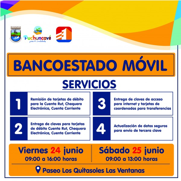 MÓVIL BANCO ESTADO VISITARÁ LOCALIDAD DE LAS VENTANAS